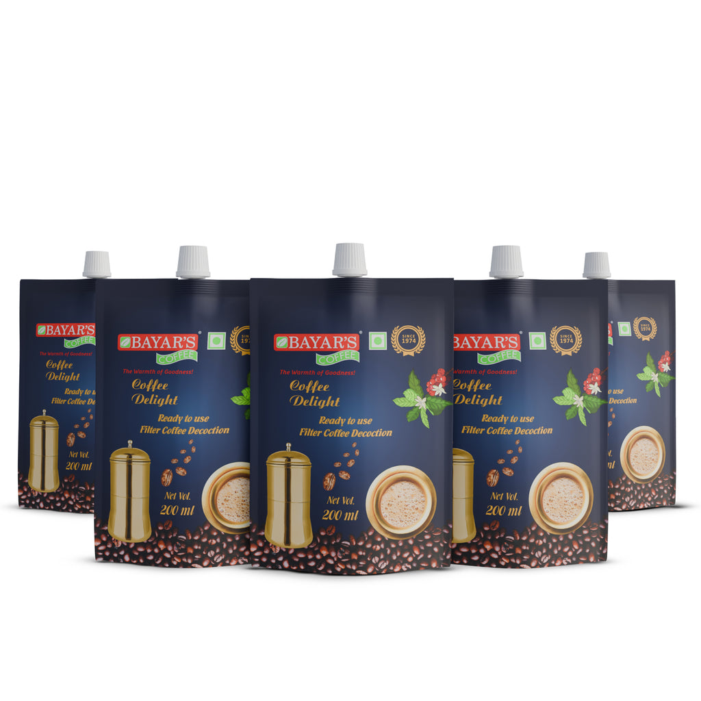 Bayar's Coffee Delight South Indian Filter Coffee Decoction Liquid, Ready-to-Use Concentrate Multi 200ml Packs