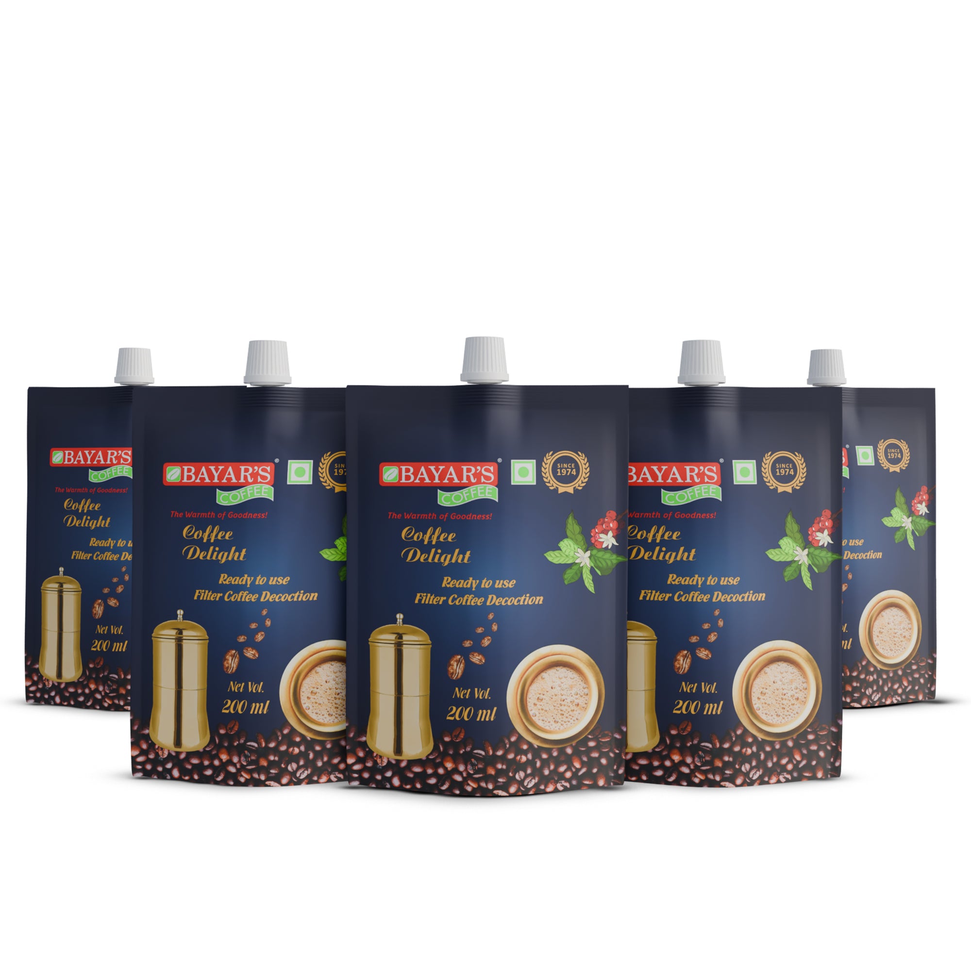 Bayar's Coffee Delight South Indian Filter Coffee Decoction Liquid, Ready-to-Use Concentrate Multi 200ml Packs