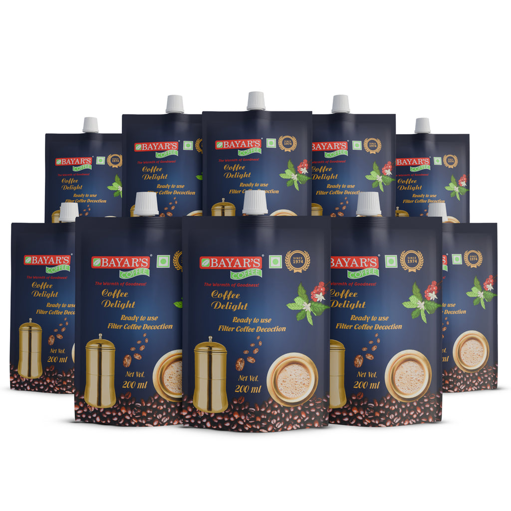 Bayar's Coffee Delight South Indian Filter Coffee Decoction Liquid, Ready-to-Use Concentrate Multi 200ml Packs
