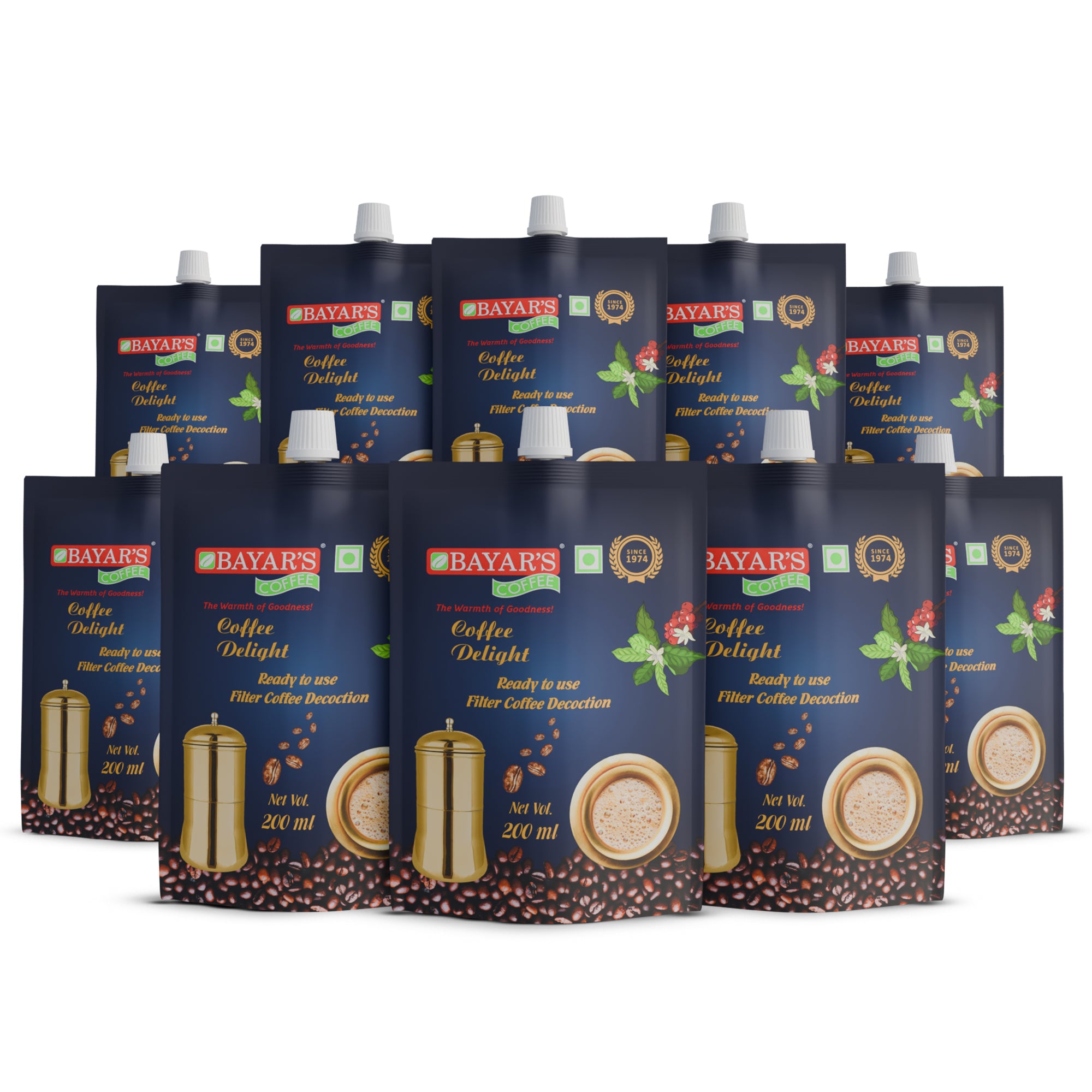 Bayar's Coffee Delight South Indian Filter Coffee Decoction Liquid, Ready-to-Use Concentrate Multi 200ml Packs