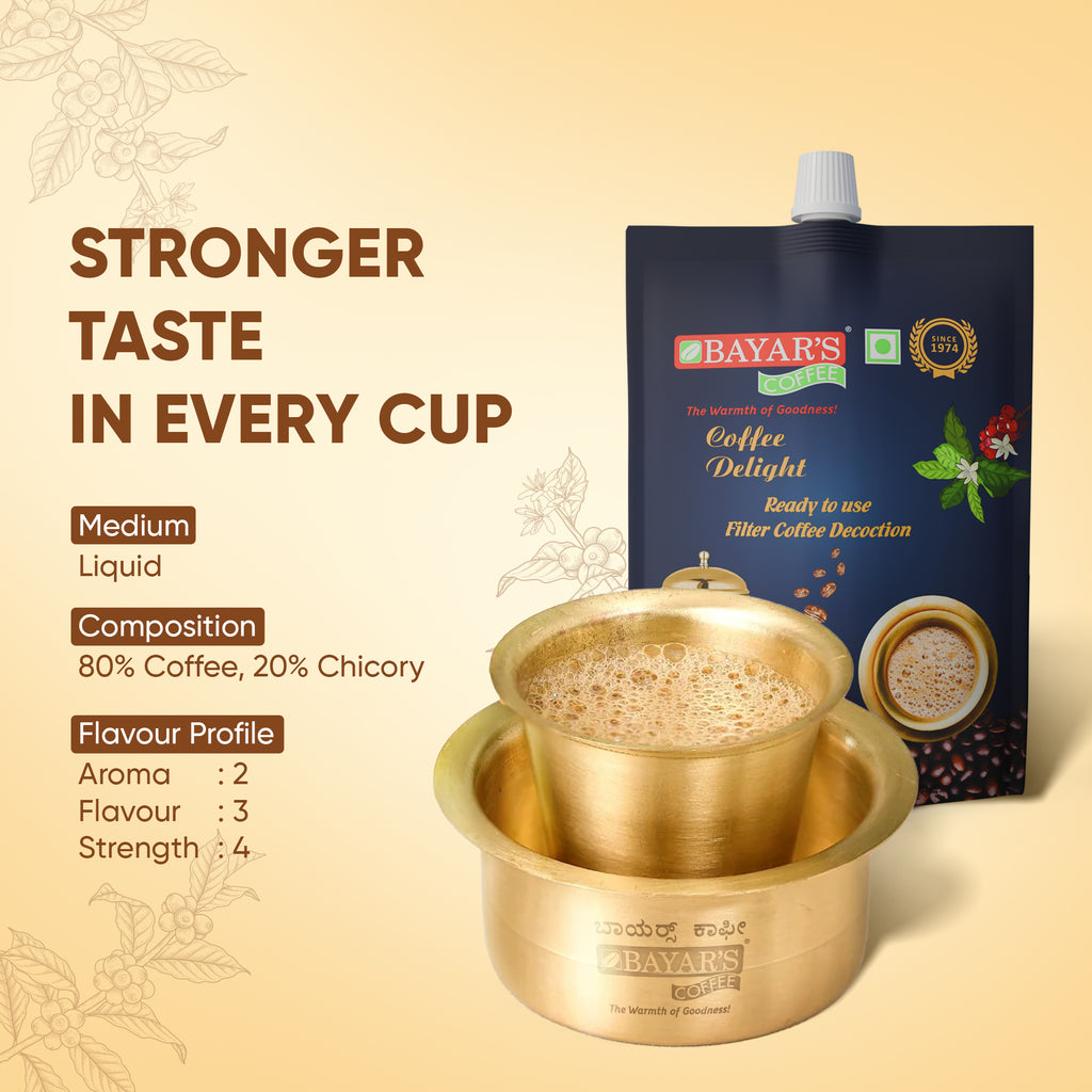 Bayar's Coffee Delight South Indian Filter Coffee Decoction Liquid, Ready-to-Use Concentrate Multi 200ml Packs
