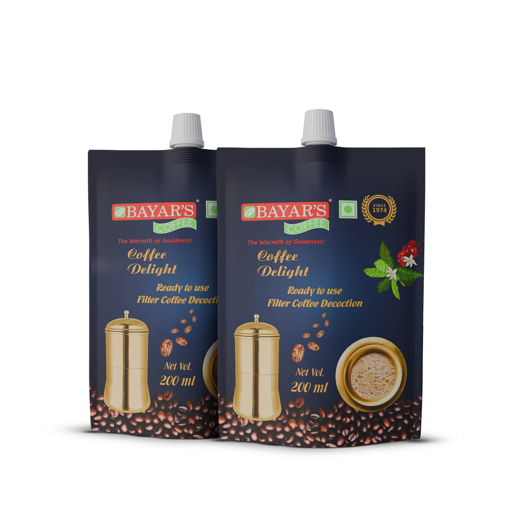Bayar's Coffee Delight South Indian Filter Coffee Decoction Liquid, Ready-to-Use Concentrate Multi 200ml Packs
