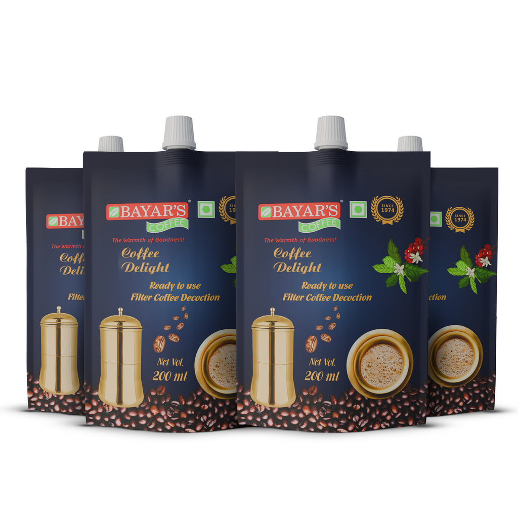 Bayar's Coffee Delight South Indian Filter Coffee Decoction Liquid, Ready-to-Use Concentrate Multi 200ml Packs